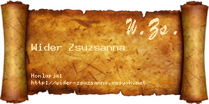 Wider Zsuzsanna névjegykártya